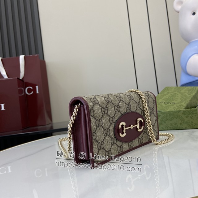 Gucci專櫃古馳最新款Horsebit女士1955系列鏈條錢包 jh1969型號：621892